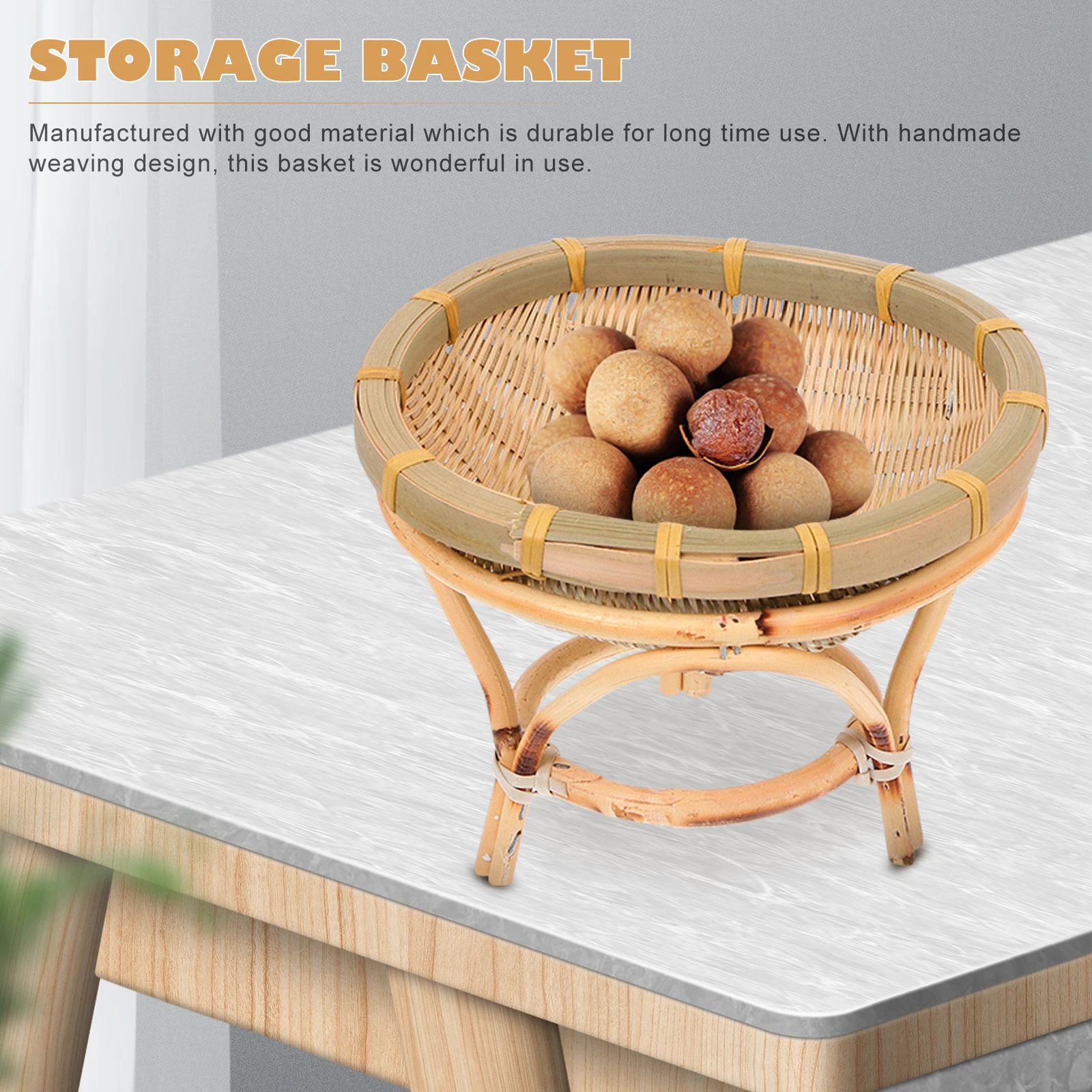 

Fruit Basket Storage Baskets Handmade Woven Kitchen Tray Bowl Organizer Friendly Home Decor
