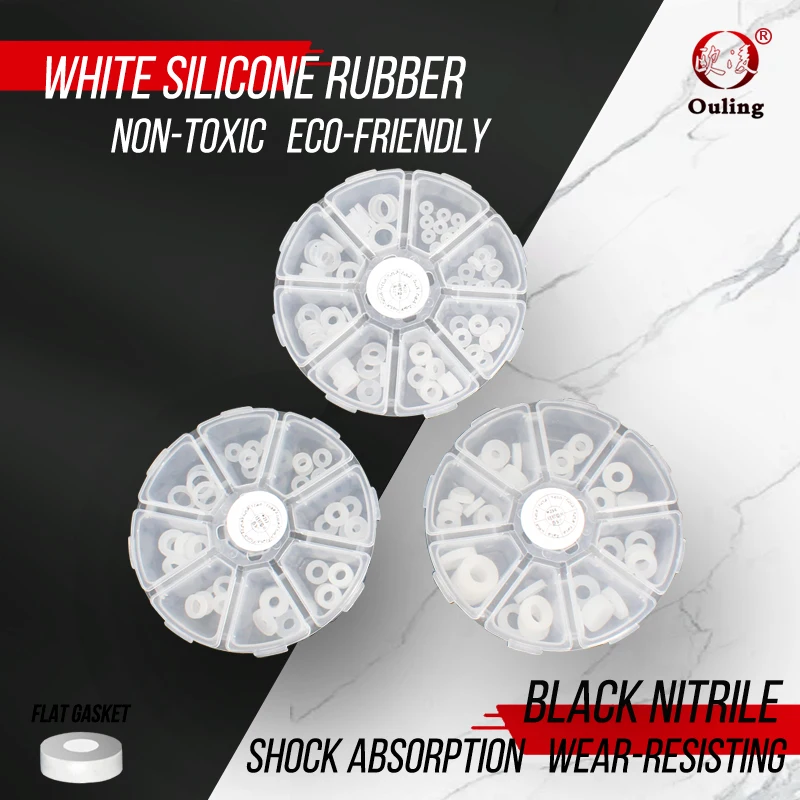Circular Flat Gasket Repair Box Nitrile Silicone Rubber O-Ring Waterproof Plumbing ValvePipe SealingGasketCombination Repair Kit