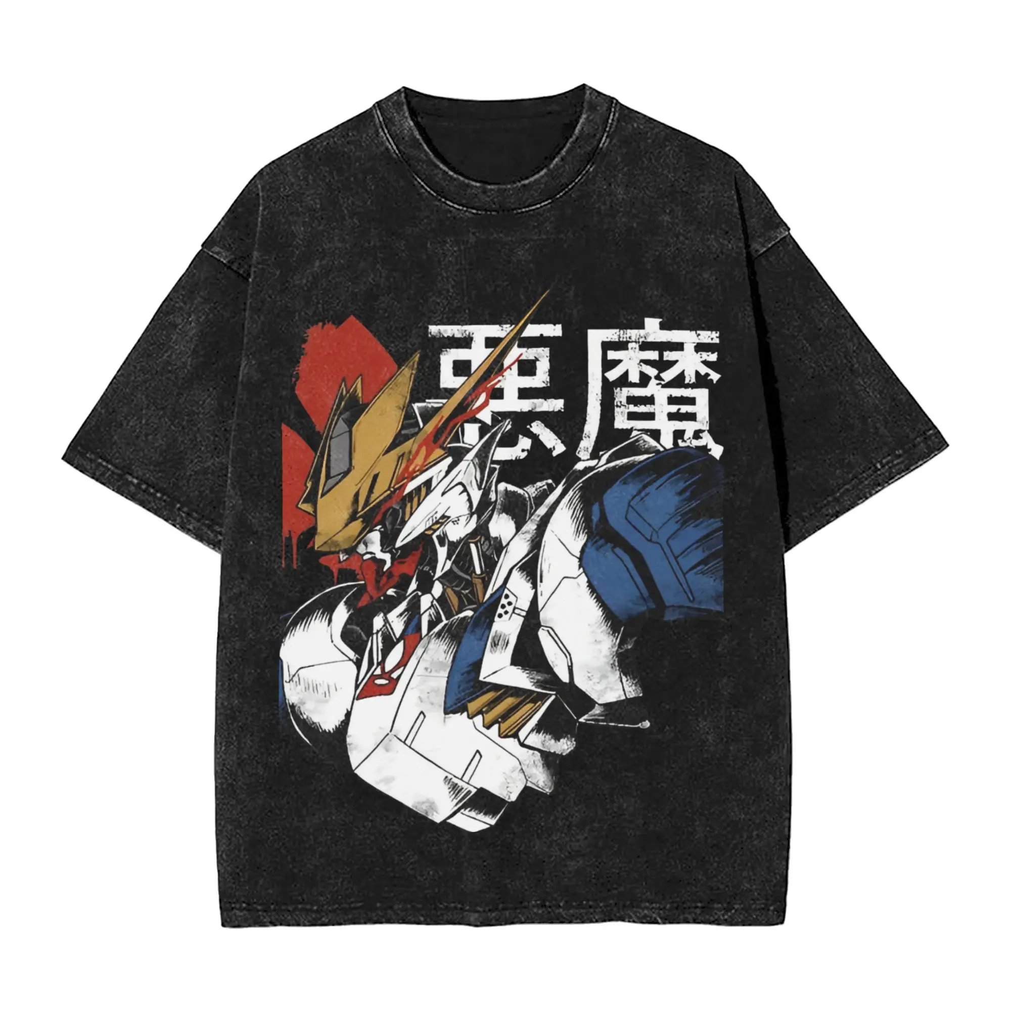 

Y2k Clothes Gundam Graphic T-shirts Man Summer Trendy Casual Short Sleeved Tee Women's Vintage Washed Cotton Gym Clothing Tops