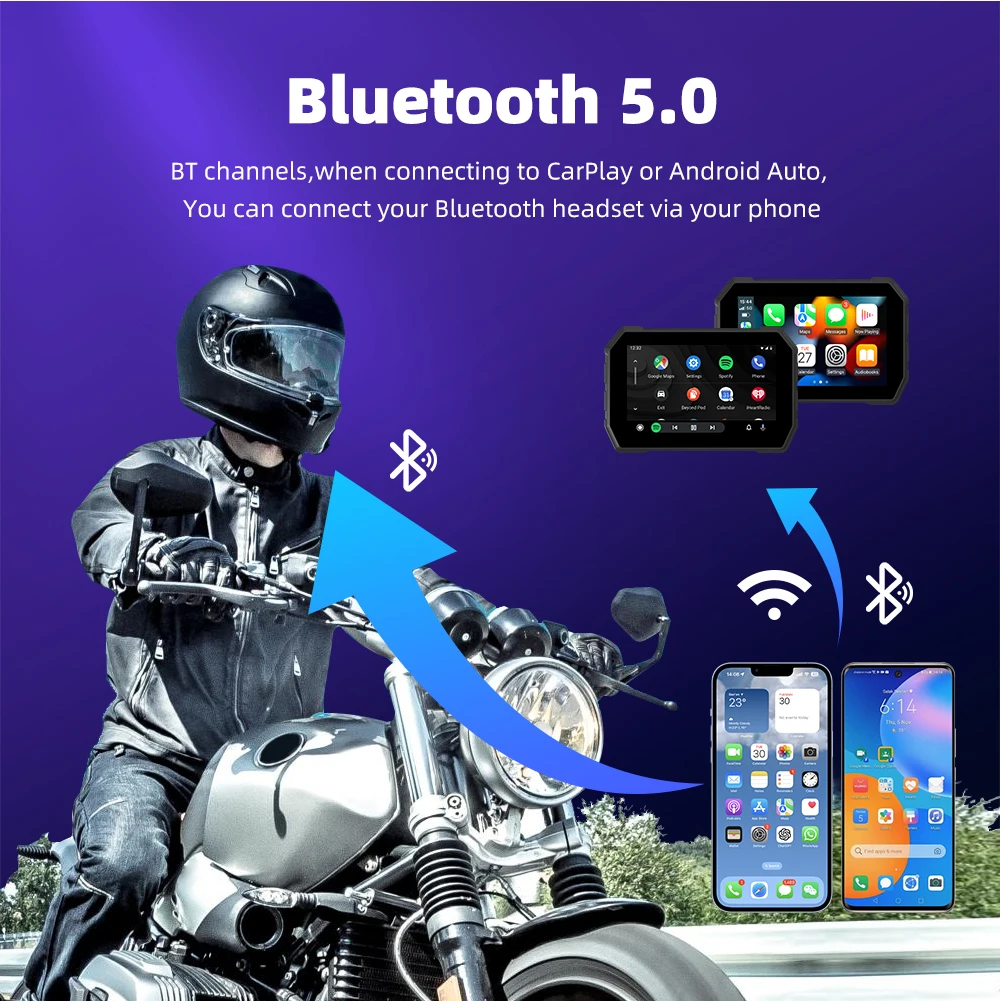 MTC-02A 5 بوصة دراجة نارية نظام تحديد المواقع والملاحة مقاوم للماء موتو Carplay و أندرويد السيارات شاشة عرض LCD رقمية شاشة CarPlay اللاسلكية #5