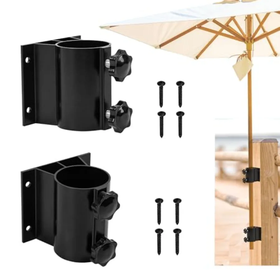 

2PCS Patio Umbrella Holder Outdoor Umbrella Stand Heavy Duty Umbrella Mount Bracket Umbrella Base Clamp Stand for Deck Railing,