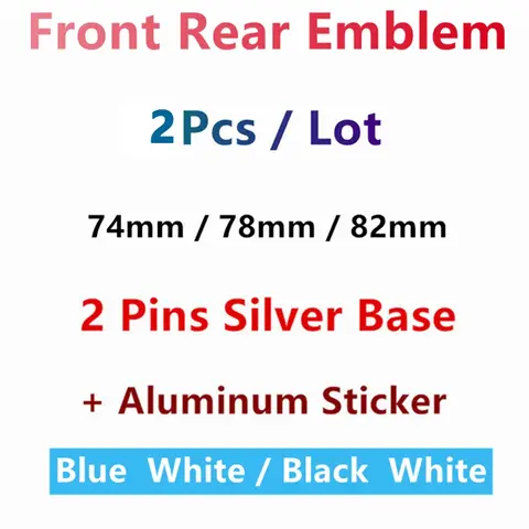 2개 74mm 82mm 78mm 흰색 파란색 검정색 로고 자동차 보닛 앞 후드 뒤 트렁크 배지 엠블럼 X3 X5 X6 E46 E39 E38 E90 E60 F10 F20