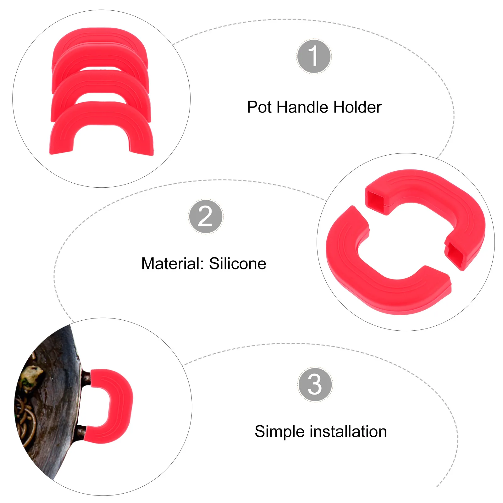 

4Pcs Silicone Hot Handle Protector Insulated Skid Resistant Sleeve for Pots Pans Bowls Easy Clean Kitchen Accessories