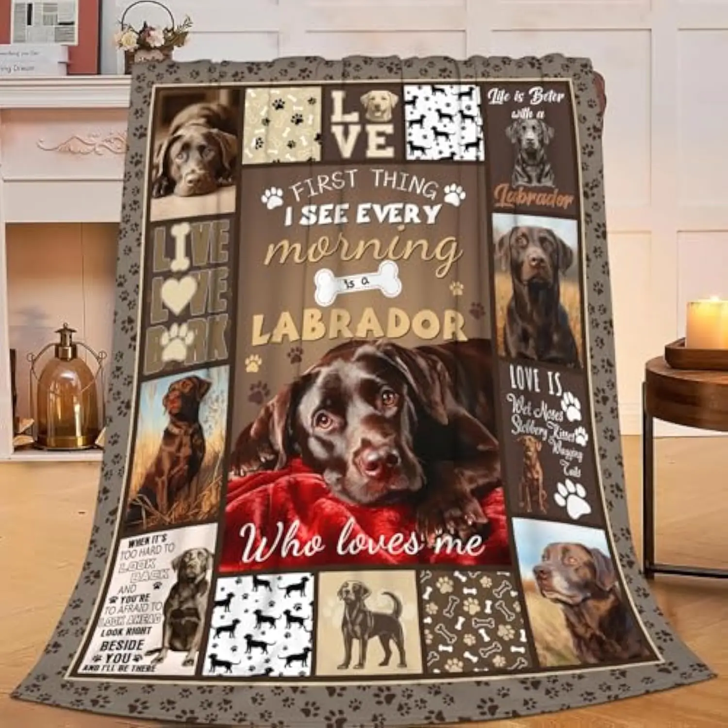 Chocolate Labrador Dog Lover Blanket Soft Plush Flannel Fleece Throw for Women Men