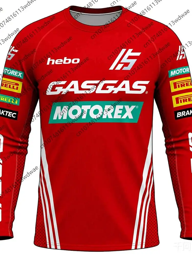 AliExpress NEW GASGAS Motocross Jersey Stripes Texture Hebo Motorex Quick Dry Breathable MX Off-Road Dirt Bike Top for Racing Enthusiasts
