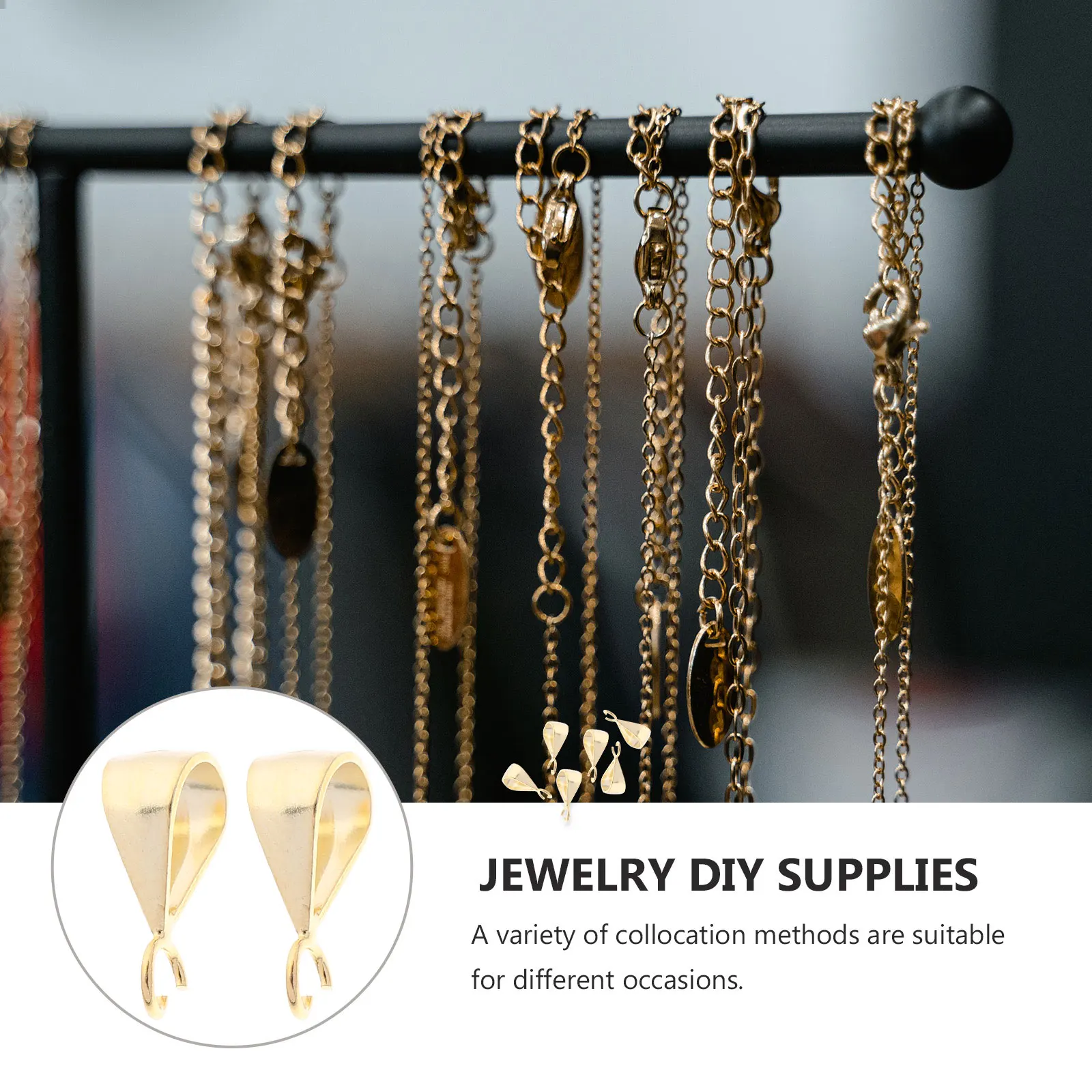 

6 Pcs Sterling Silver Pendant Buckle 4mm Hole Clasps Charm Holder Necklace Bracelet Findings Gold Color Jewelry Making