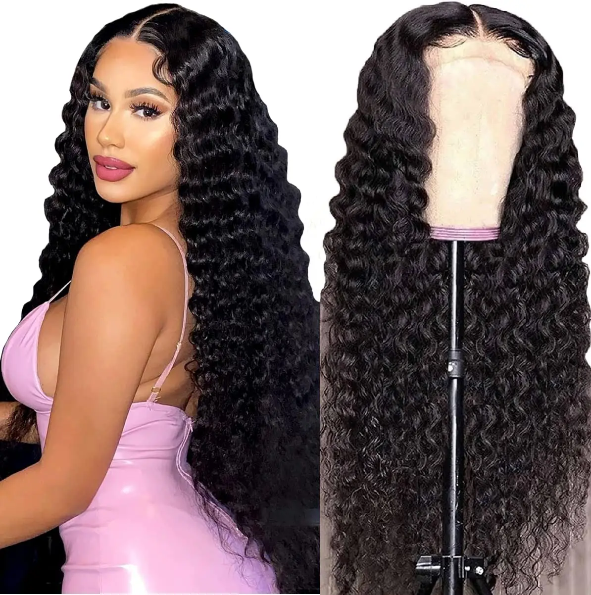 

Deep Curly 13x4 Lace Front Human Hair Wigs For Women 40inch Deep Wave HD Human Hair Lace Frontal Wig Brazilian Lace Closure Wigs