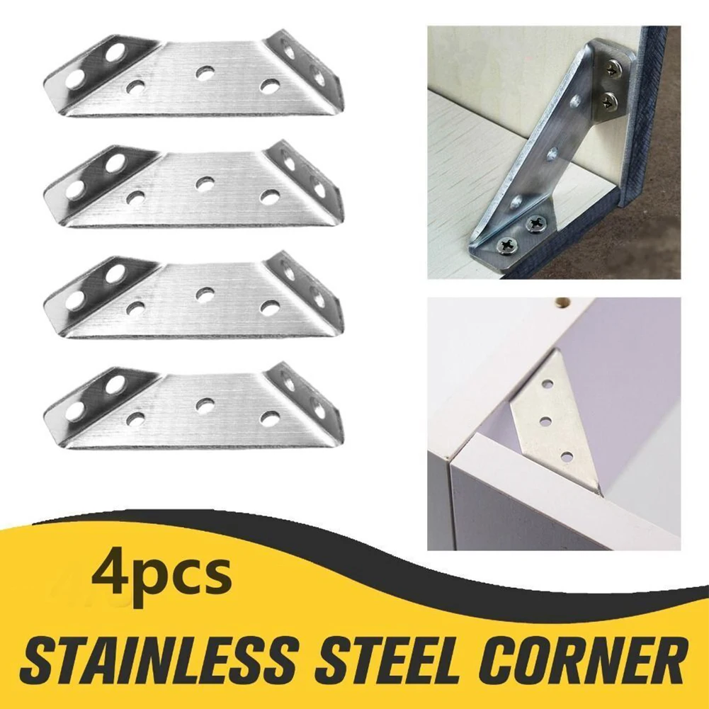 4Pcs Stainless Steel Corner Brackets Multifunctional Thickened Corner Code Furniture Protect Right Angle Hardware Connector