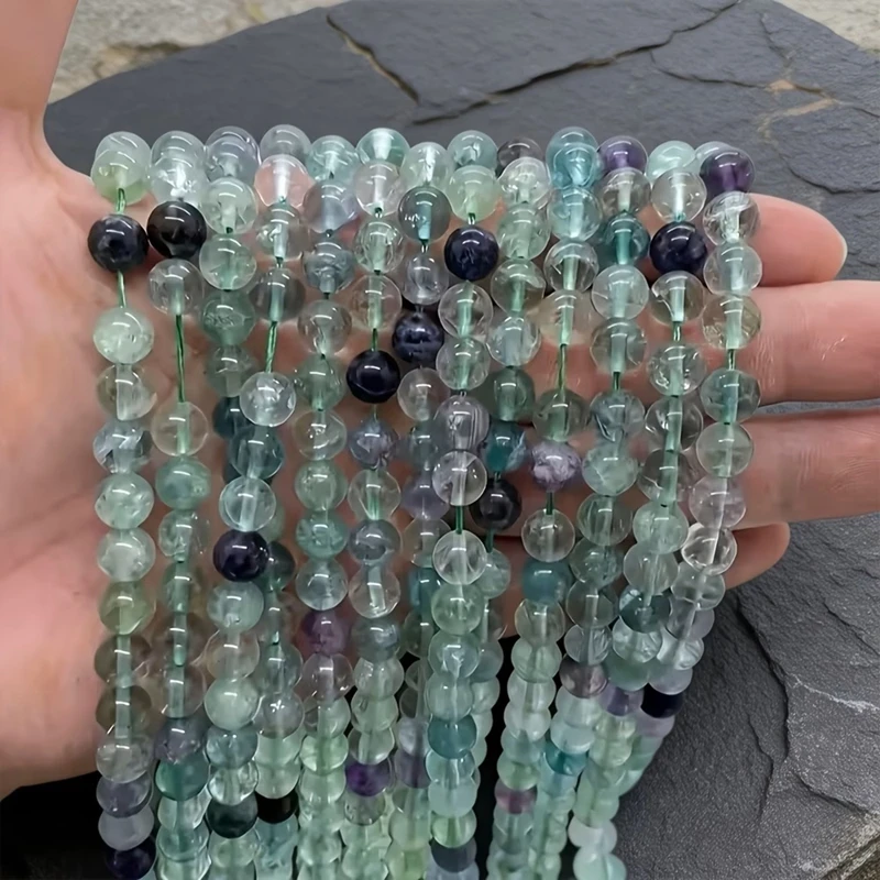 Natural Stone Beads 4 6 8 10mm Green Fluorite Round Loose Spacer Gemstone Beads for Jewelry Making DIY Bracelet Accessories view 5
