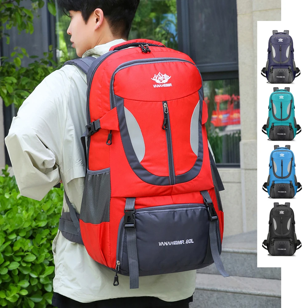 

60L Outdoor Mountaineering Backpack,Waterproof Nylon Wear-Resistant Large Capacity,Hiking Camping,Travel Leisure Sports Backpack