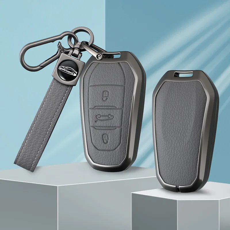 

Metel Car Key Case Cover Bag Fob For Peugeot 207 3008 208 308 2008 307 508 5008 407 301 206 Protector Shell Accessorise