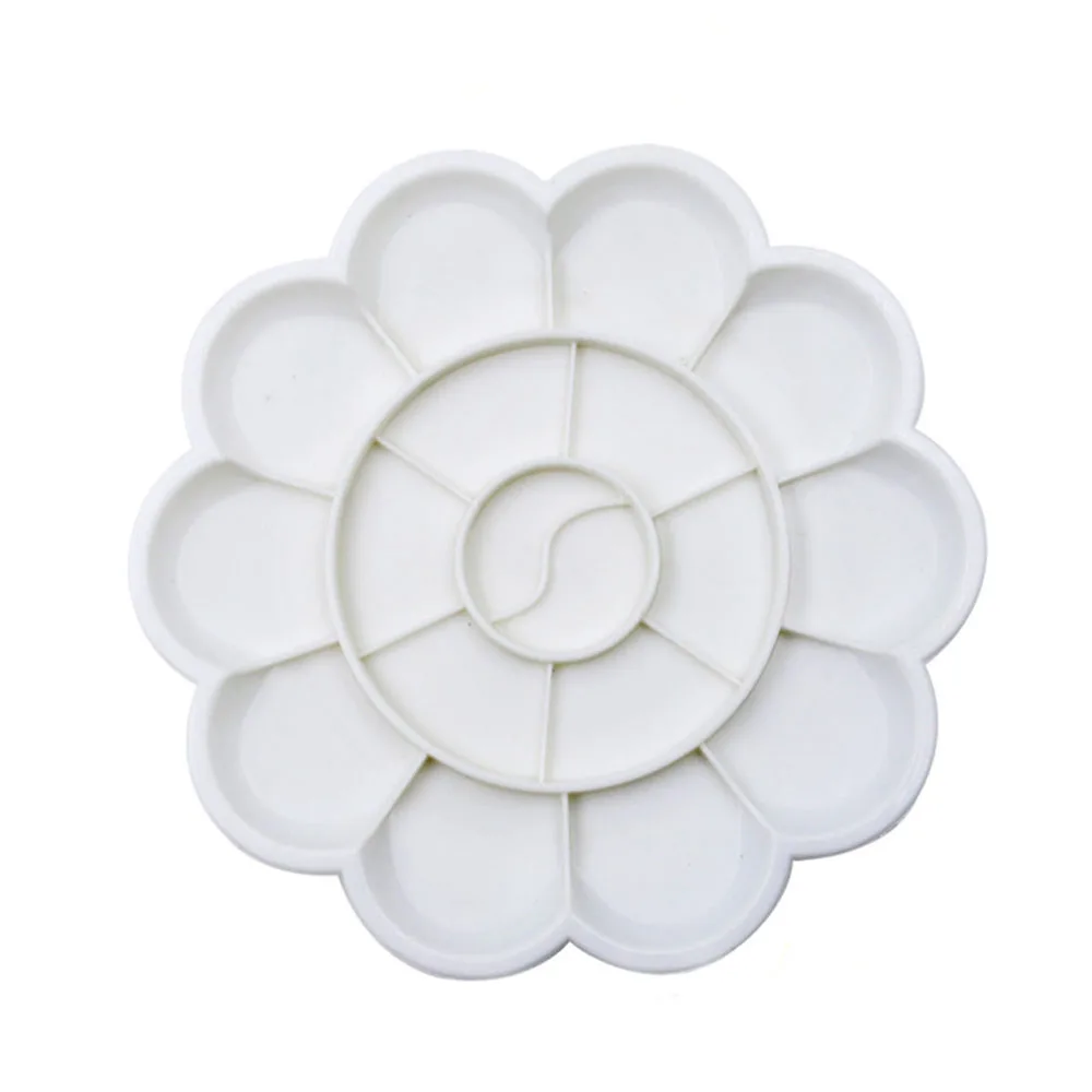 1Pc White Plastic 18 Holes Round Watercolor Paint Tray Color Mixing Painting Palette 19cm