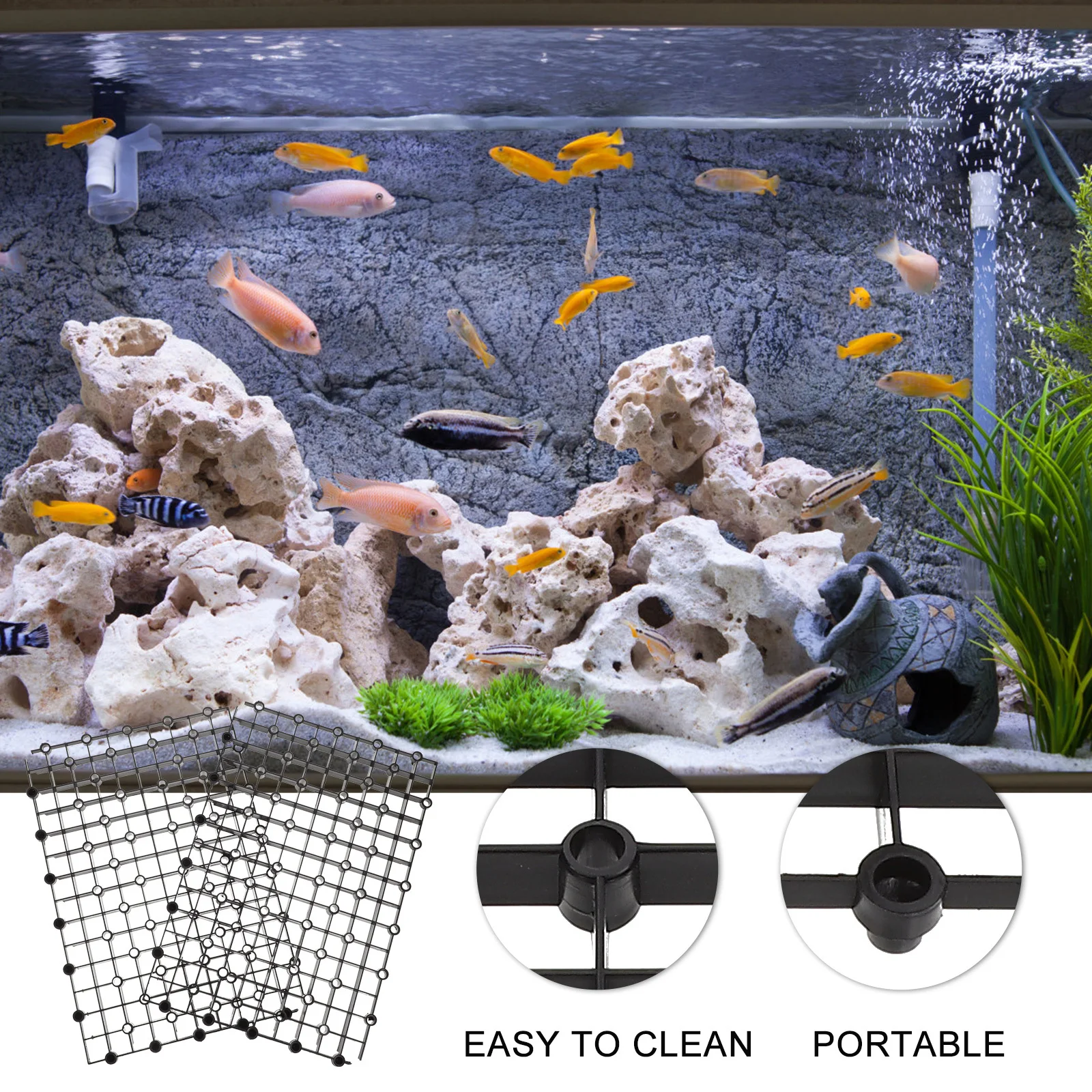 

2pcs Bottom Filter Plate Mesh For Aquarium Diy Filtration System Multi-Hole Smooth Edge Splicing Gravel Filter Board Tank