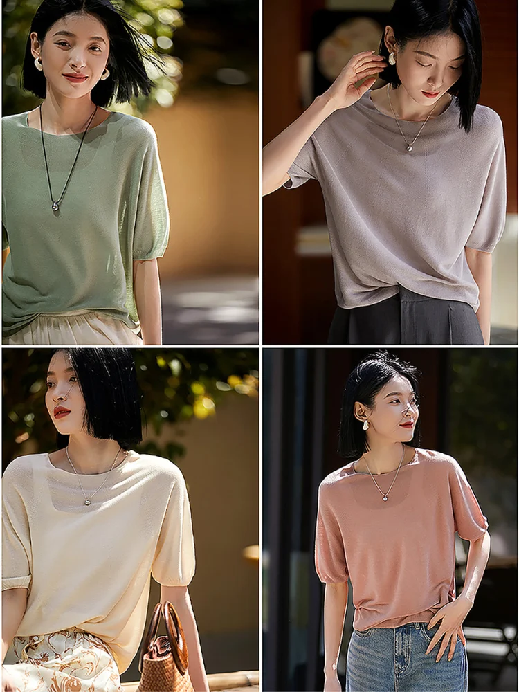 

Light Mist Light Oxygen Silk Knitted Top Sl Formation Summer Wind Retention Small Snow Self Preservation Women's Faion