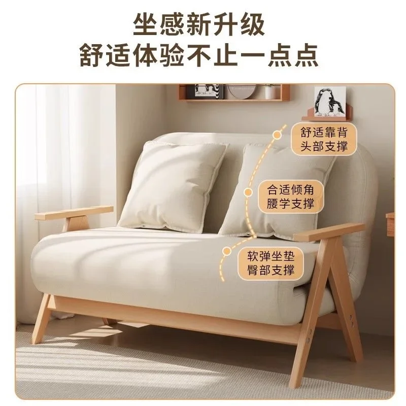 Customizable Multifunctional Solid Wood Folding  Bed - Living Room Single Double Foldable Sofa