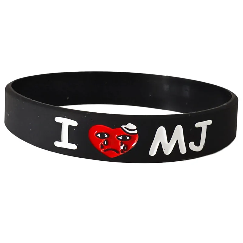 1PC New Black I Love MJ Michael Jackson Silicone Wristband Printed Black Bracelets&Bangles for Music Lovers Gifts Jewelry SH154