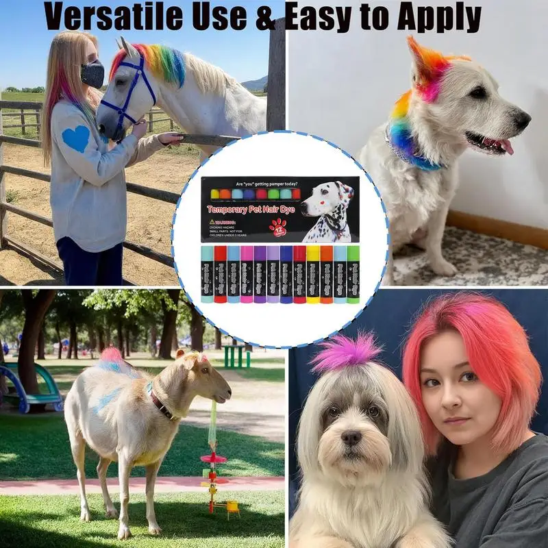 Pet Hair Dye Pens 12 Colors Safety Pet Nail Polish Washable Pet Grooming Dog Temporary Hair Dye Easy to Use pet supplies