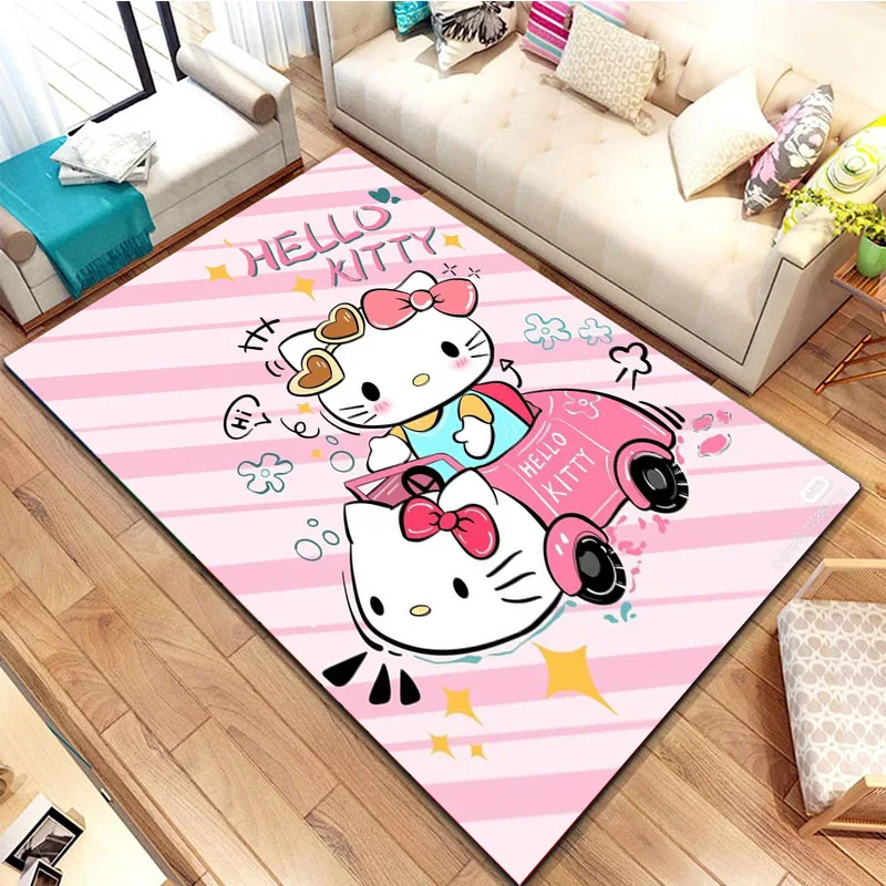Sanrio Hello Kitty Large Area Rug Cartoon Kitty Pattern Non Slip Washable Soft Carpet  Living Room Bedroom Playroom Home Decor - view 6