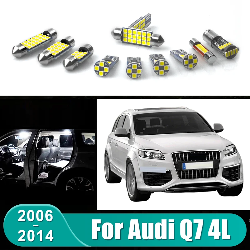 For Audi Q7 4L 2006 - 2014 18pcs Kit 12V Car LED Bulbs Interior Dome Lamp Glove Box Light Trunk Lights Accessories
