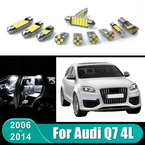 아우디 Q7 4L 2006-2014 18개 키트 12V 자동차 LED 전구 실내 돔 램프 글러브 박스 조명 트렁크 조명 액세서리