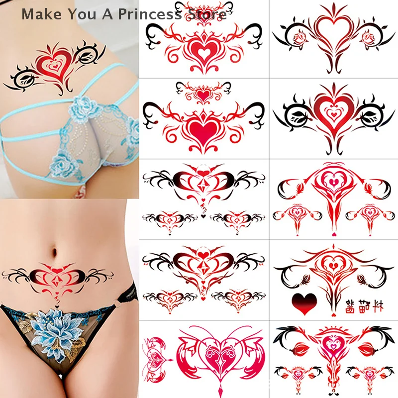 10/20Pcs Womb Tattoo Stickers For Women Waterproof Temporary Tattoos Stickers Fake Body Art Sexy Simulation Navel Sticker