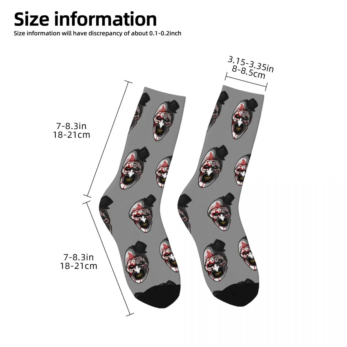 Retro Terrifier Art The Clown Skateboard Socks calzini a tubo centrale in poliestere Horror per l'assorbimento del sudore Unisex