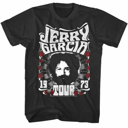 Jerry Garcia Tour Men's T-Shirt Roses Rock Band Guitarist