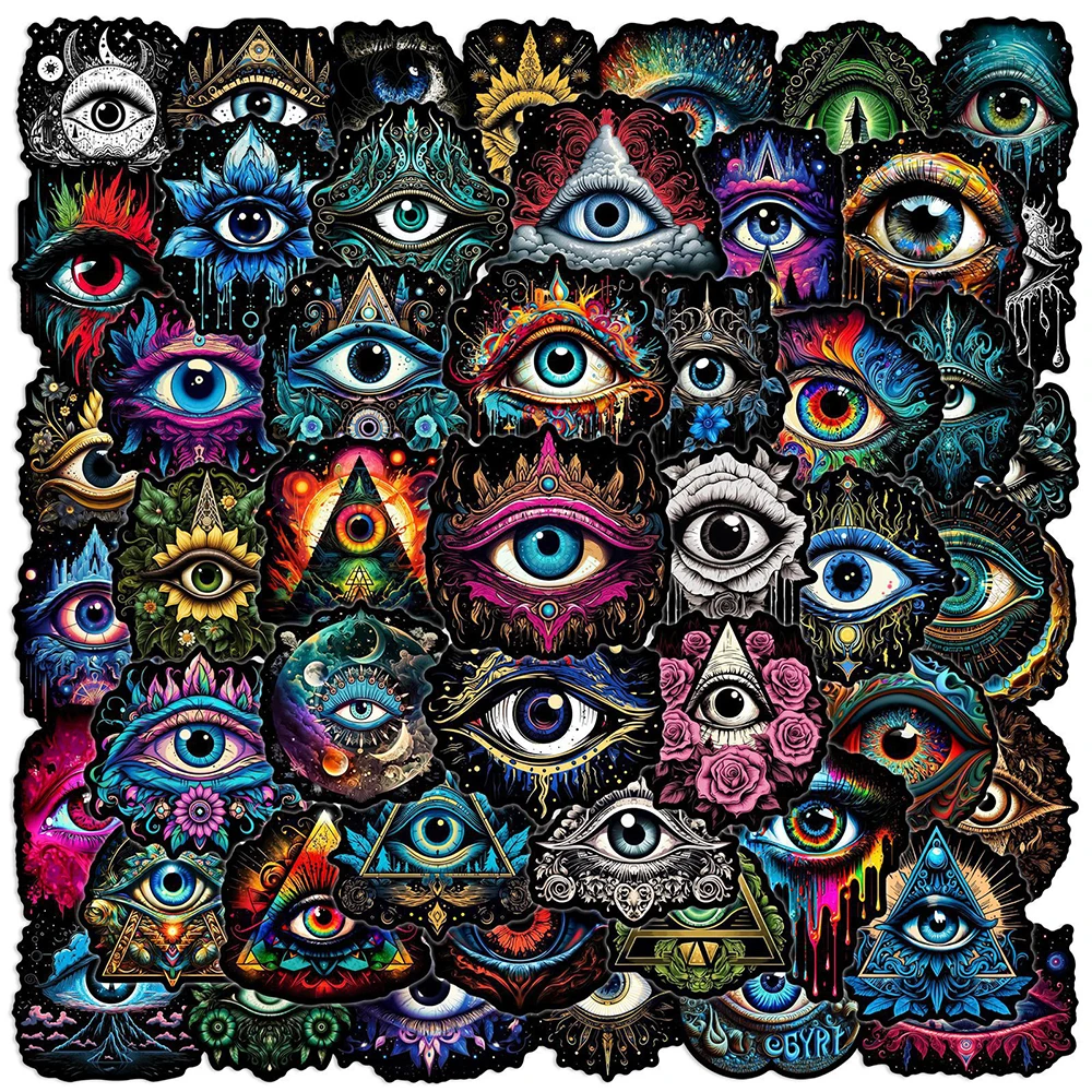 10/30/50pcs Vintage Cool Art Eye Graffiti Stickers Aesthetic Decoration DIY Skateboard Laptop Luggage Cartoon Waterproof Sticker