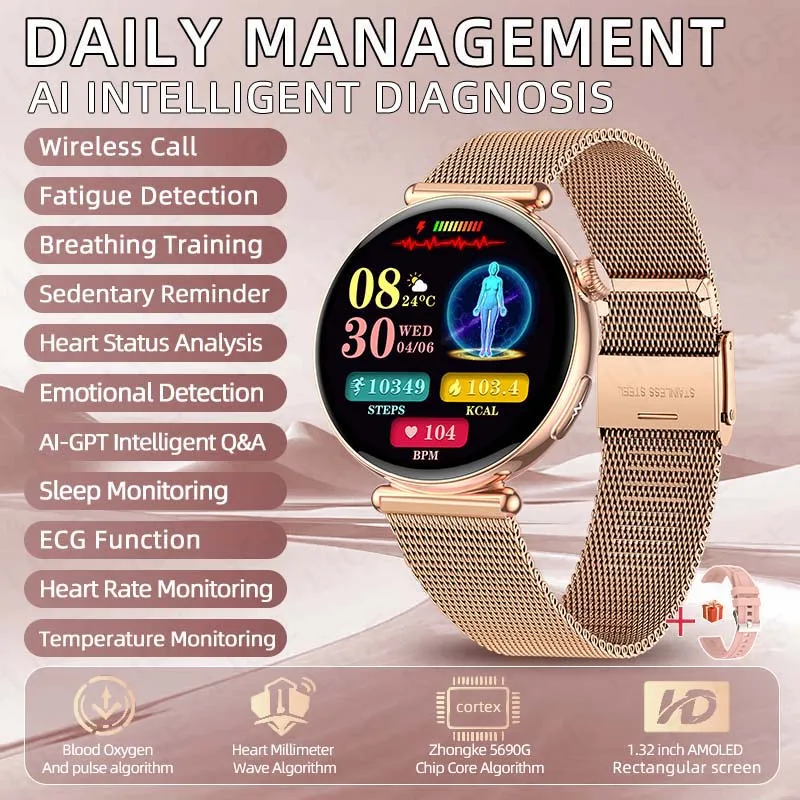 

LIGE AMOLED Screen Health Smart Watch Full Touch Heart Rate Blood Oxygen Tracking Multi-sport mode New ECG Smartwatches 2025