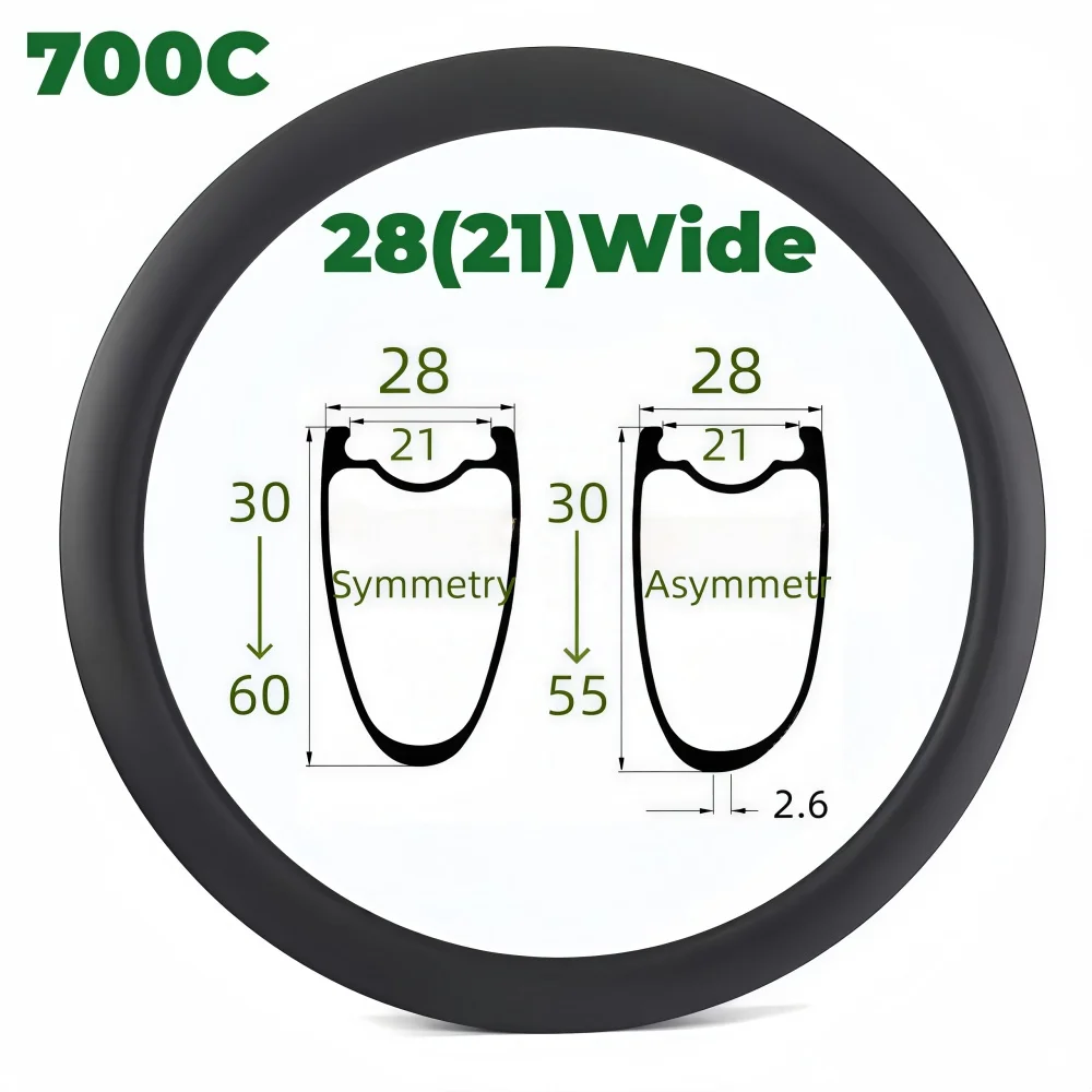 28mm Outer Width 700C Carbon Rim Super Light T800 T1000 Carbon Tubeless Disc Brake Road Bike Carbon Rim