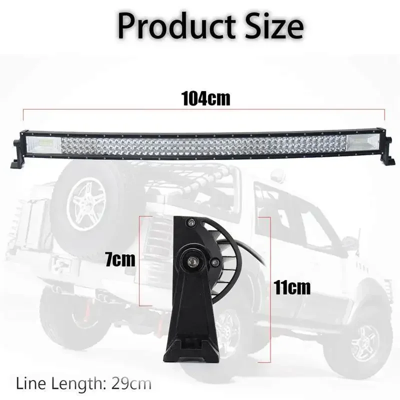 IP68 42 Inch 1080W 3-Row 7D Flood+Spot Combo LED Work Light Bar Waterproof Curved Lamp 108000LM Car Boat Truck Offroad DC10-30V
