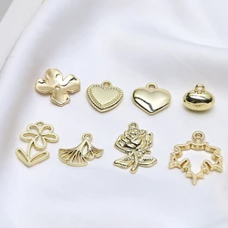6개 미니멀리스트 장미꽃 단풍잎 사랑 합금 펜던트 DIY 핸드메이드 쥬얼리 귀걸이 목걸이 액세서리 재료 참