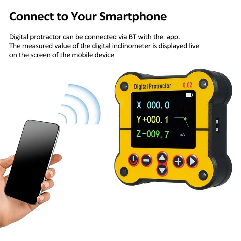 A98E-Dual Axis Level Digital Protractor Electronic Level Angle Gauge Finder Inclinometer 0.02°Resolution Woodworking Tool