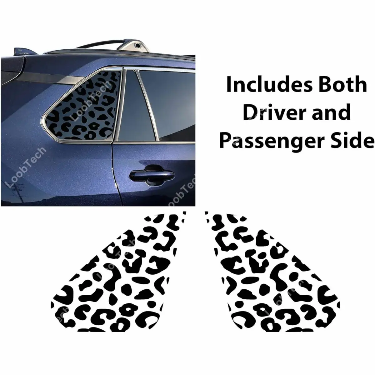 Pre-cut Leopard Cheetah Print Window Decals For Toyota Rav4 2019-2025 2Pcs Matte Black Window Trim Stickers