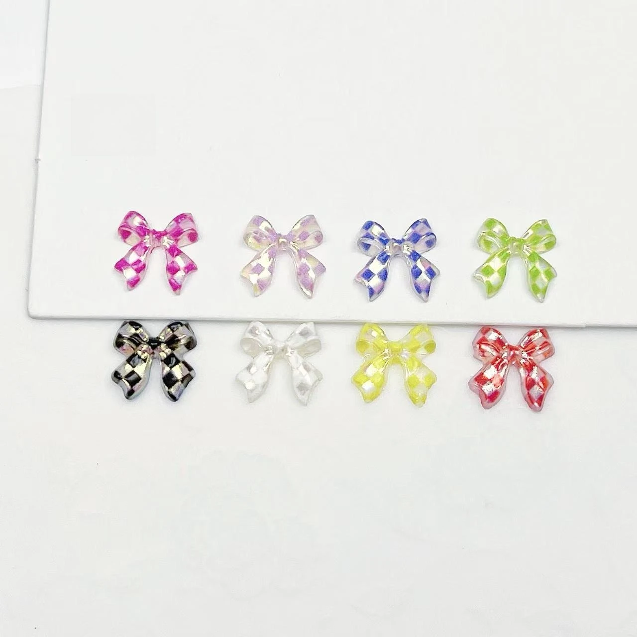 30/50/100Pcs 10*10mm Checkered Pattern DIY Accessories for Nail Art Wearable Nails Clothing Bags Cute Sweet Earrings Phone Cases