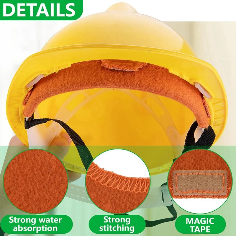 Hard Hat Sweatband,Cotton Washable Hard Hat Self Adhesive Sweat Band Liner- Reusable Hard Hat Helmet Sweat Pads 15Pcs