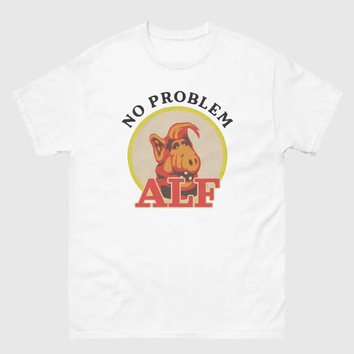 

Funny No problem 80s Cartoon graphic t shirts Retro Style alien ALF Character TV Show Unisex t shirt Adult all size S-6XL