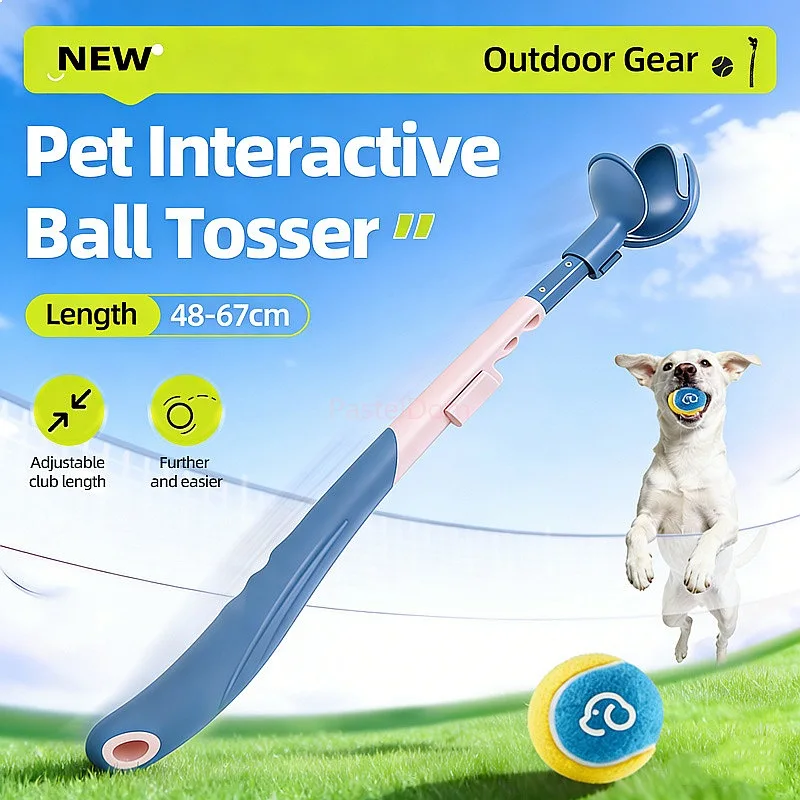Telescopic Ball Launcher Dog Toy No Bend Fetch Stick Thrower for Tennis Balls Outdoor Play
