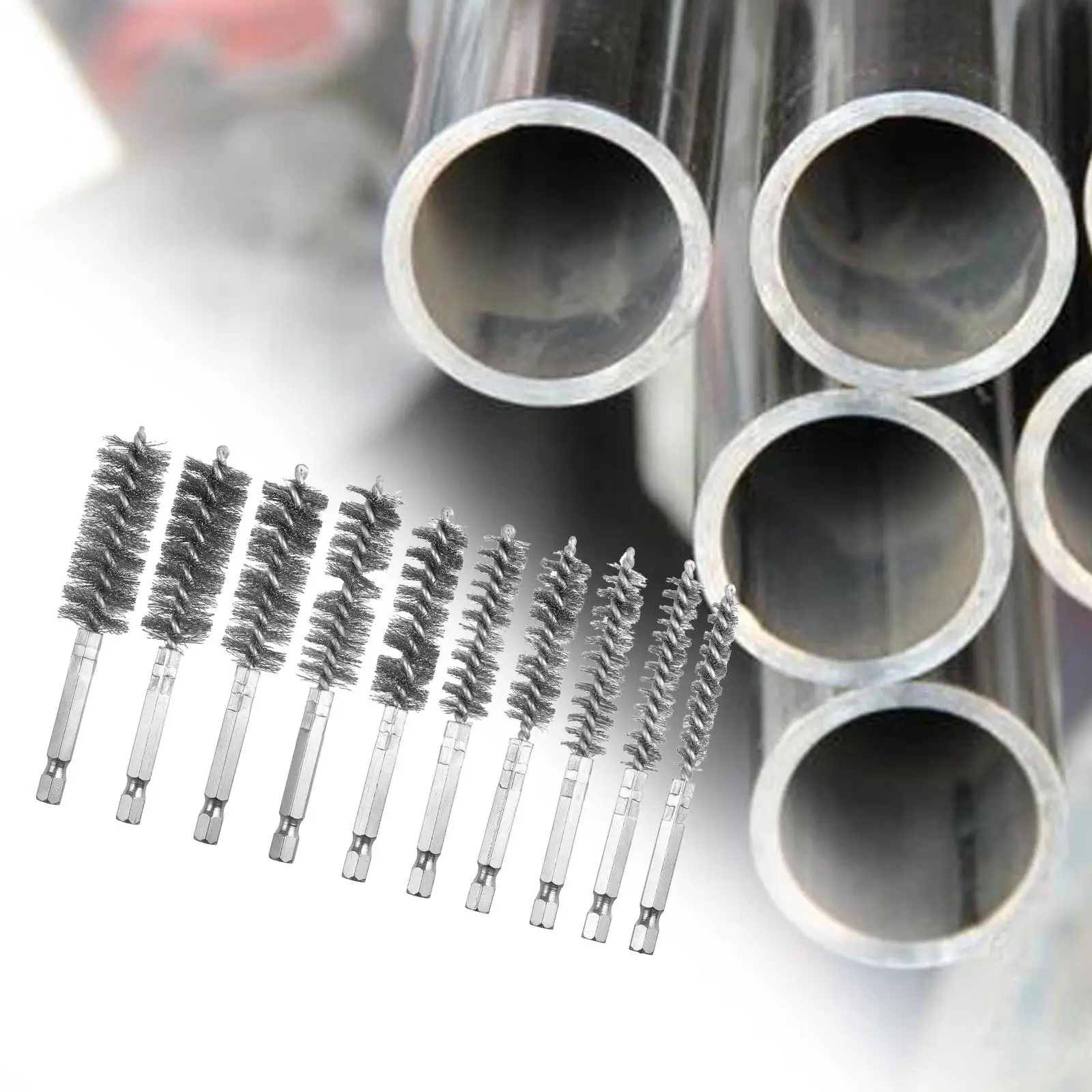 Pipe cleaning brush set pipe brushes silver stainless steel straw cleaner drill