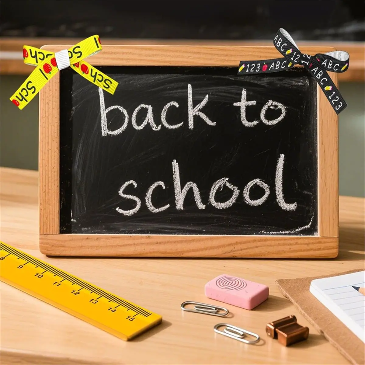 Back to School Ribbons, 6 Rolls 60 Yards School Grosgrain Ribbon 3/8