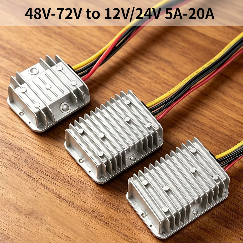 DC 48V/60V/72V Step-Down to 12V/24V 5A 10A 15A 20A Power Converter Buck Regulator Auto Buck Voltage Supply Module For Car Boat