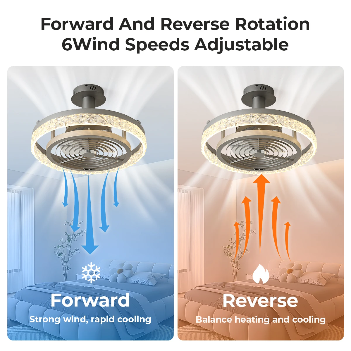 2025 جديد مصمم مروحة الثريا APP التحكم 3 اللون عكس الضوء ضوء السقف لغرفة المعيشة غرفة الطعام غرفة نوم بريق