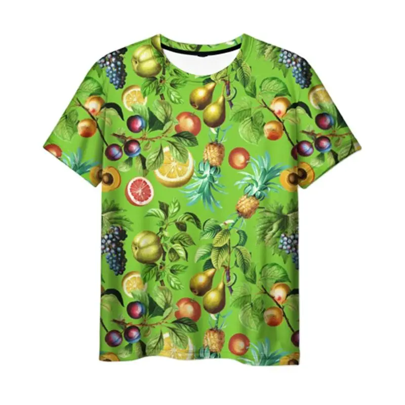 Fruit And Vegetable Cartoon Small Pattern 3D Printing Summer Men\'s Women\'s Fashion Daily Casual Round Neck Short-Sleeved T-shirt