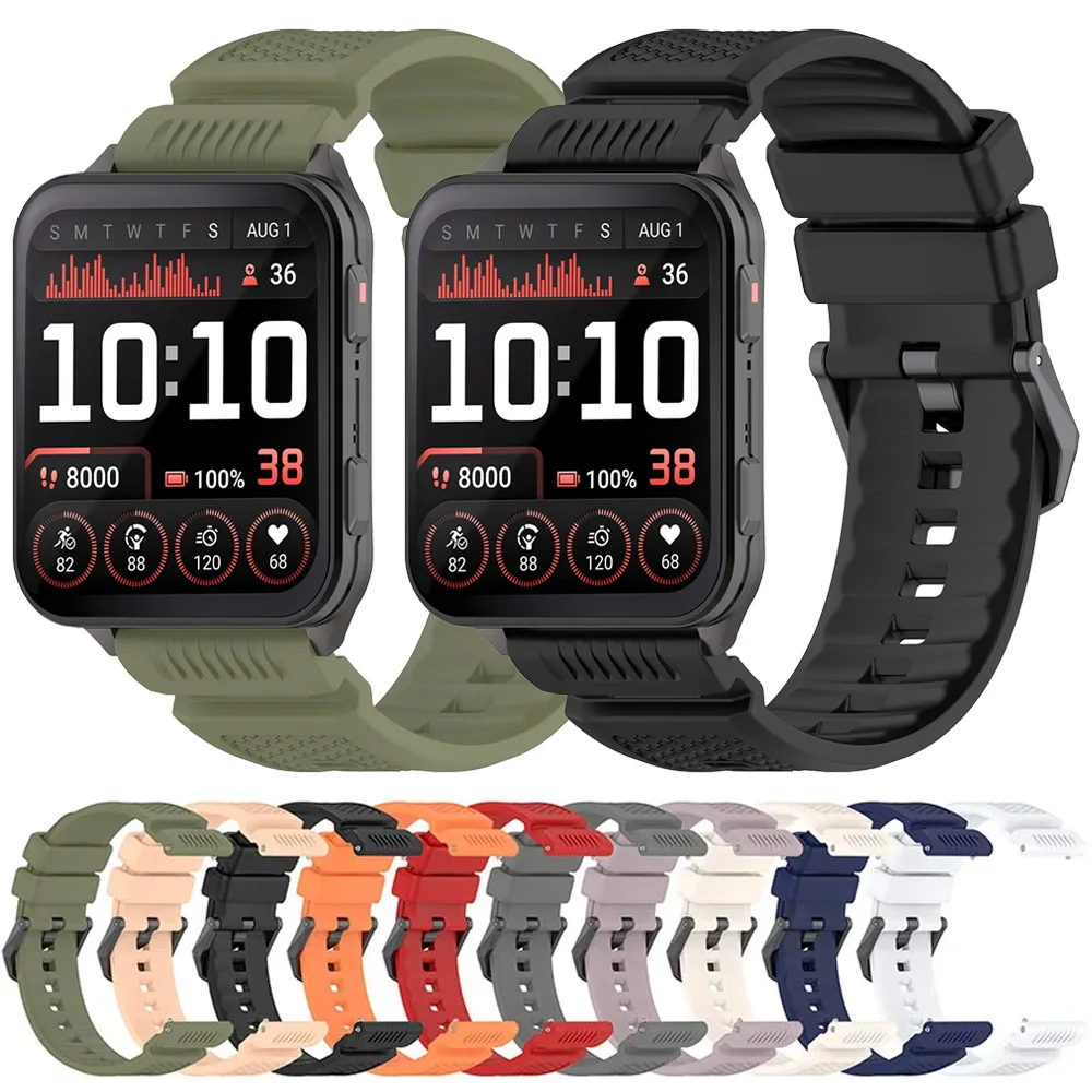 24mm Armor Pattern Silicone Strap For Garmin Venu X1 Sports Replaceable Watchband For COROS APEX 4 46mm/Ticwatch Atlas Accessory