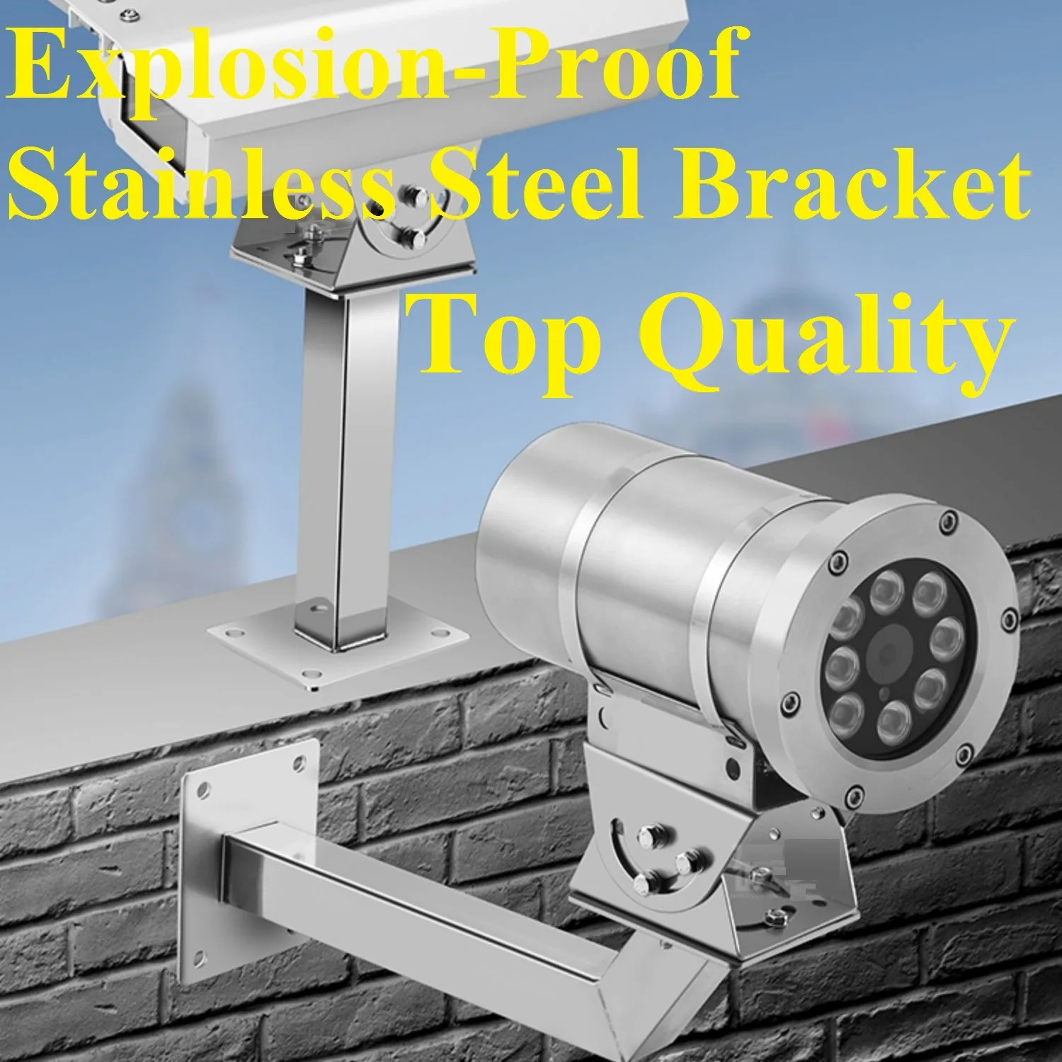 Explosion-Proof Stainless Steel Wall / Rod Bracket, CCTV Camera 201/304 Stainless Steel Explosion-proof Mount, Replace Hikvision