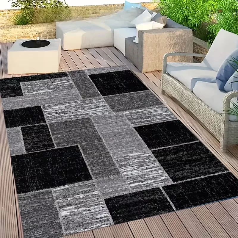 Modern Gray Geometric Non-Slip Area Mat Durable Polyester Absorbent Ideal for Living Room and Bedroom Decor Hand Wash Only