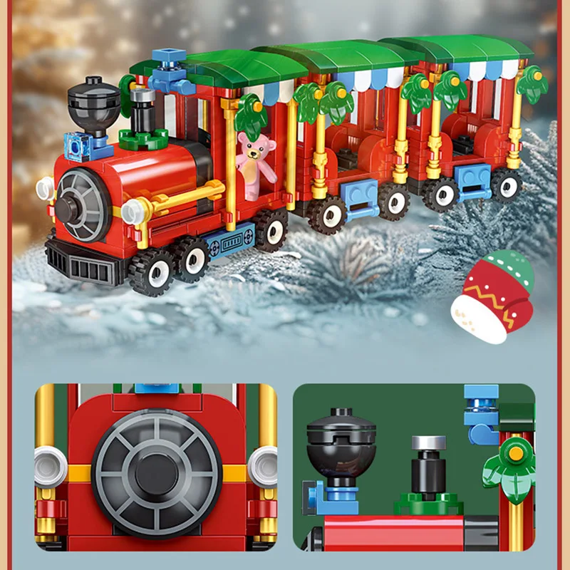 Casa di Natale Albero Treno Mini Building Blocks Set Decorazione creativa del festival Mattoni Kit fai da te Giocattoli Ragazzi Bambini Regali di buon Natale