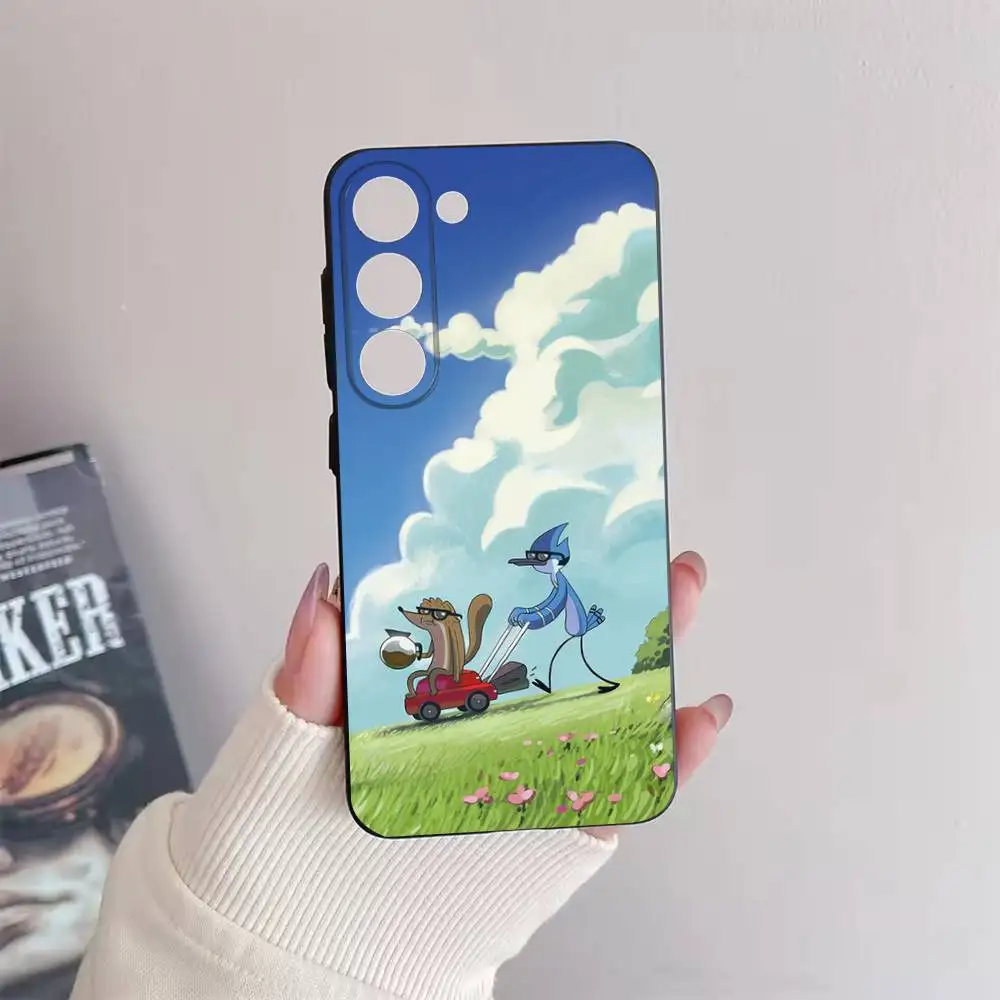 漫画 R-Regular Show 電話ケース Samsung Galaxy A 91、80、73、72、71、53、52、51、22、5G 耐衝撃ソフトブラックカバー