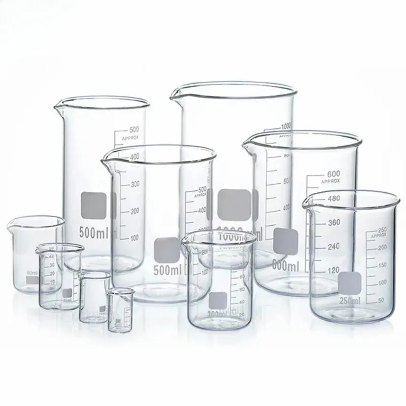 250ml Low Form Beaker Chemistry Laboratory Borosilicate Glass Transparent Beaker Thickened with spout 1PC e