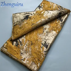 Zhenguiru Lace Nigerian Lace Fabric 2025 High Quality 5 Yards Gilding African Brocade Jacquard Lace Fabric for Party Dress A4023